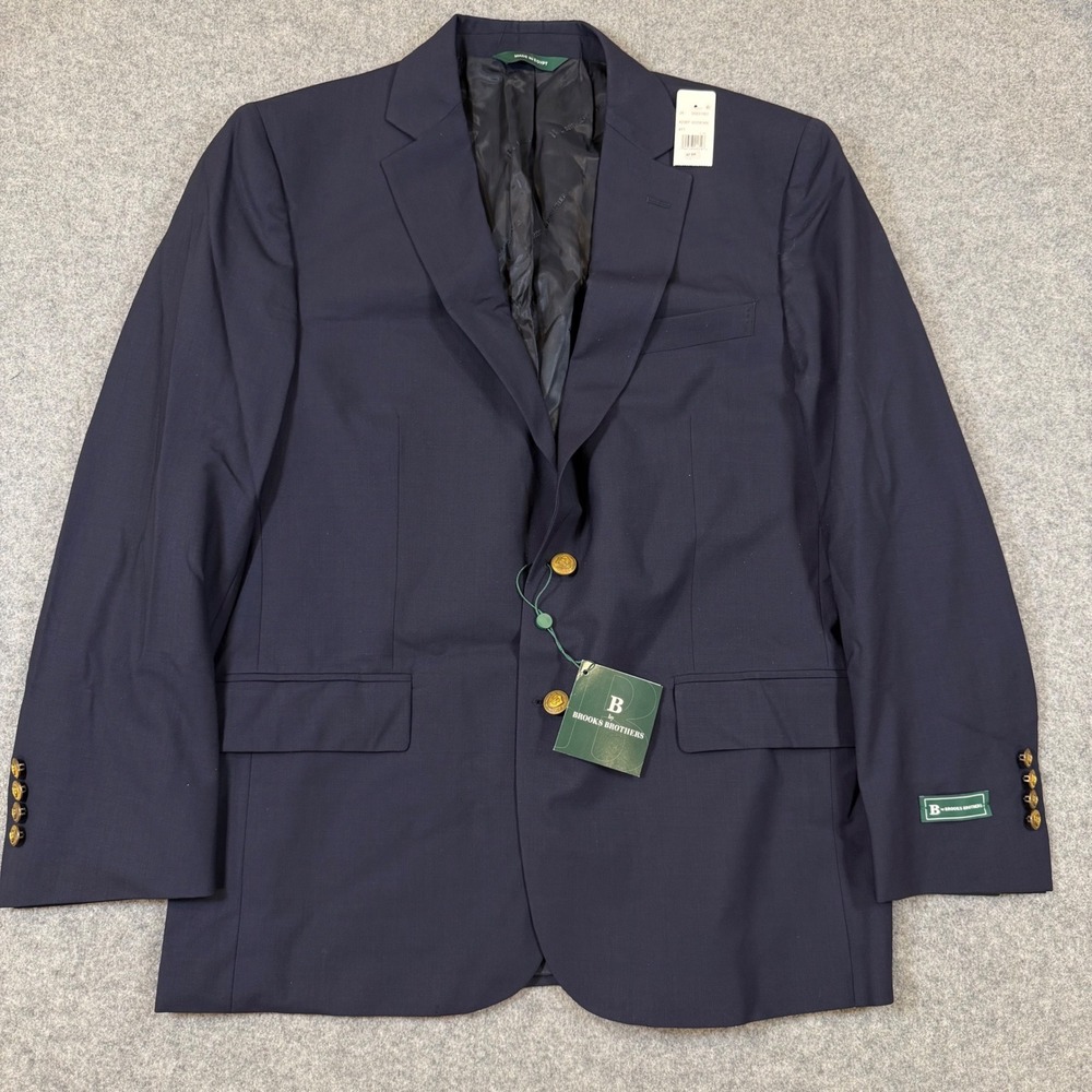 B by Brooks Brothers Mens Navy Blue Wool Blend Performance Blazer Jacket 42S